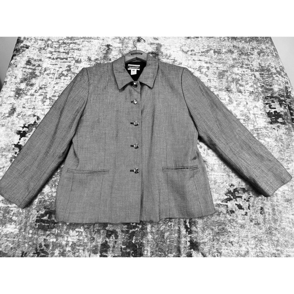 Pendleton Jackets & Blazers - Vtg Pendleton Women 14 Petite Jacket 90s Rayon Silk Office Dark Academia